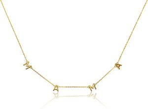 Mama Dainty Initial Necklace, 14k Gold Dipped