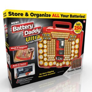 Ontel Battery Daddy Ultra – Battery Organizer Storage Case with Tester