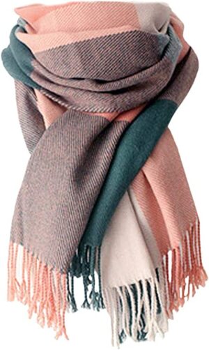 Women’s Long Plaid Blanket Chunky Oversized Scarf