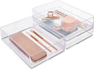 STORi SimpleSort 3-Piece Stackable Clear Drawer Organizer Set 9″ x 6″ x 2″ Rectangle Trays