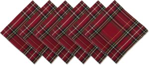 DII Holiday Metallic Plaid Kitchen Tabletop Collection, Napkin, Red