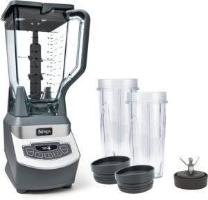 Ninja BL660 Professional Compact Smoothie & Food Processing Blender, 1100-Watts, 3 Functions for Frozen Drinks, Smoothies, Sauces, & More, 72-oz.* Pitcher, (2) 16-oz. To-Go Cups & Spout Lids, Gray