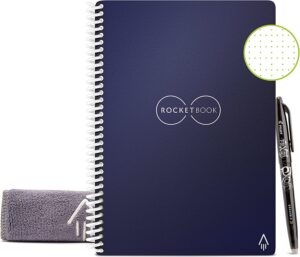 Rocketbook Smart Reusable Notebook – Dot-Grid Eco-Friendly Notebook with 1 Pilot Frixion Pen & 1 Microfiber Cloth Included