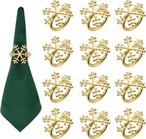 AW BRIDAL Christmas Napkin Rings Set of 12 – Snowflake Fall Napkin Rings Holder for Holiday Table Decor