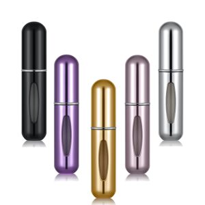 Portable Mini Refillable Perfume Atomizer Bottle Travel Size Spray Bottles Accessories 5 sets