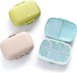 3 Pack 8 Compartments Travel Pill Organizer Moisture Proof
