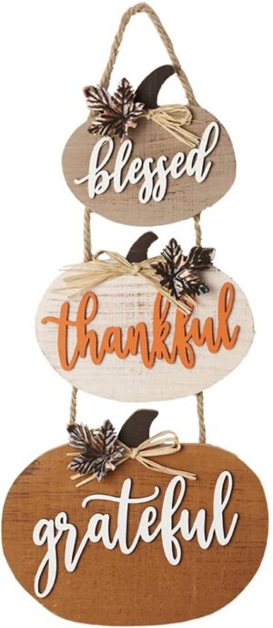 Blessed Thankful Grateful Wooden Sign