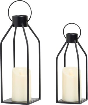 Black Metal Lanterns With Candles