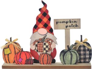 Wooden Gnome and Pumpkins
