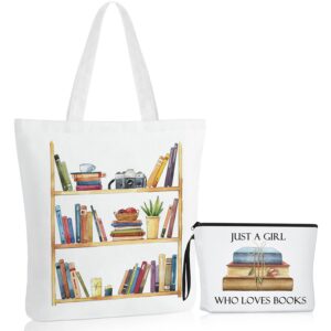 Book Lover Themed Zipper Pouch and Canvas Tote Bag