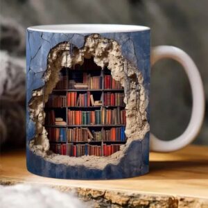 Bookshelf Coffee Mug Ceramic