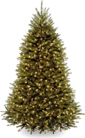National Tree Company Pre-Lit Artificial Full Christmas Tree, Green, Dunhill Fir, White Lights, Includes Stand, 6 Feet