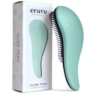 Crave Naturals Glide Thru Detangling Brush for Adults & Kids – Hair Detangler Brush for Natural, Curly, Straight, Wet or Dry Hair – Hairbrush for Men & Women, Turquoise