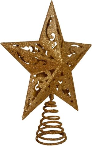 Gold Glittered 5Point Star Tree Topper