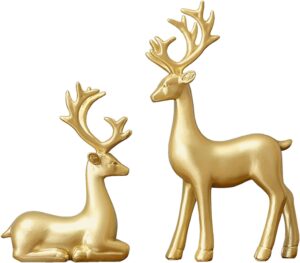 Small Reindeer Sculpture Resin Christmas Reindeer Elk 2pcs Christmas Home Decor