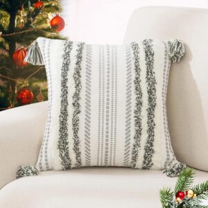 Neutral Green and Cream White Throw Pillows