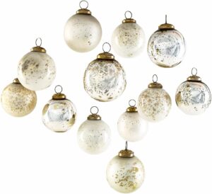 Vintage White and Silver Mercury Glass Ornaments