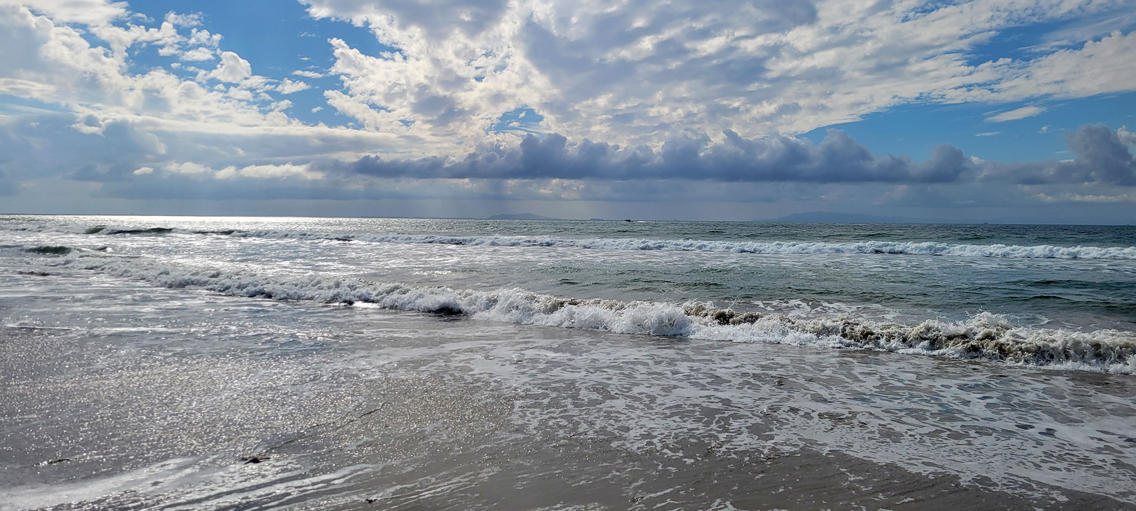 Cloudy sky over the Pacific Ocean.