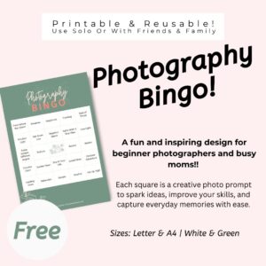 Free Photography Bingo Card